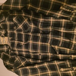 Men's Black and Tan Plaid Shirt